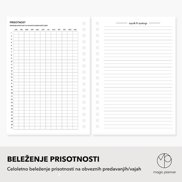 Inserti | beleženje prisotnosti