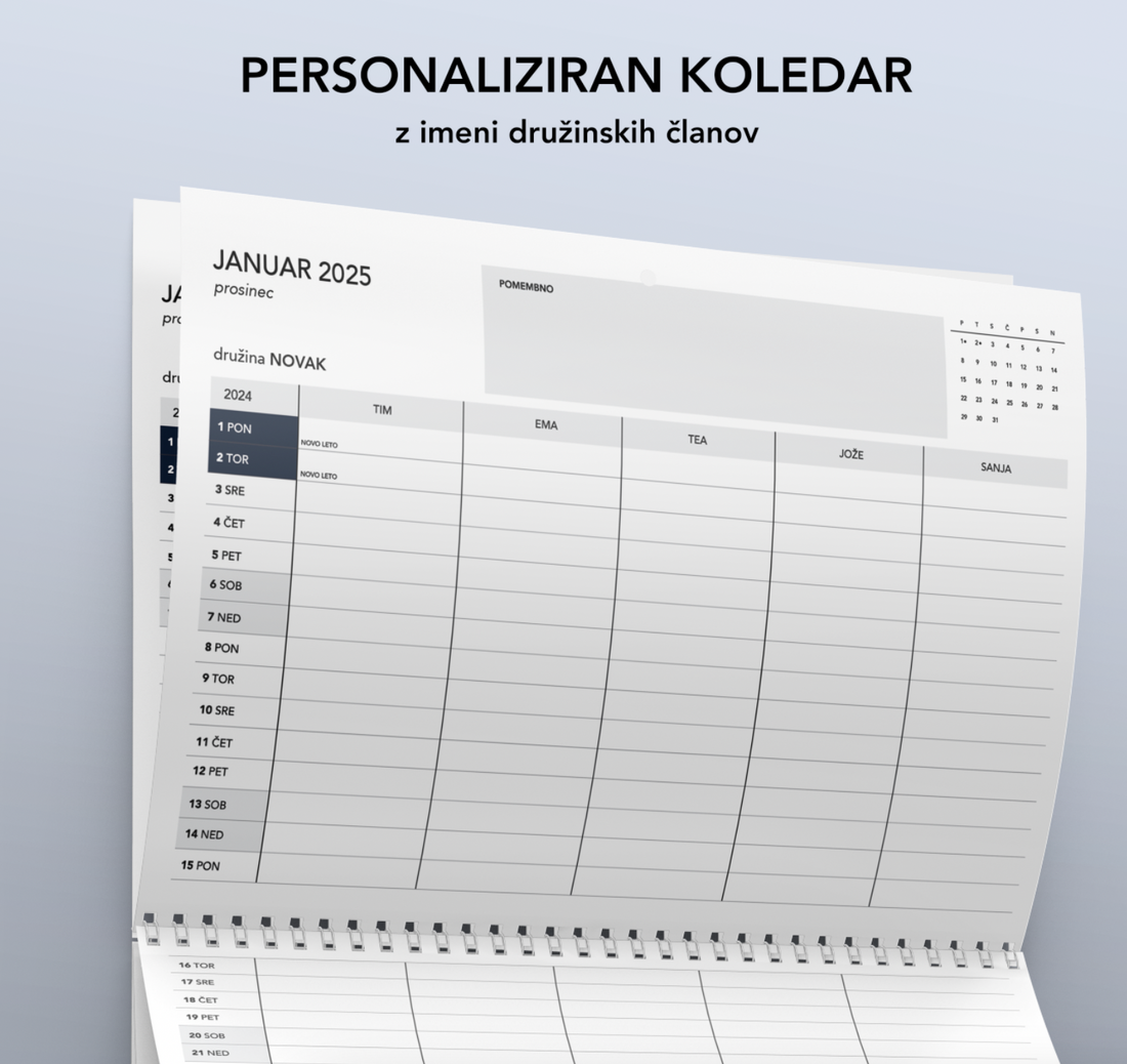 Personaliziran družinski koledar 2024/25 | Erato
