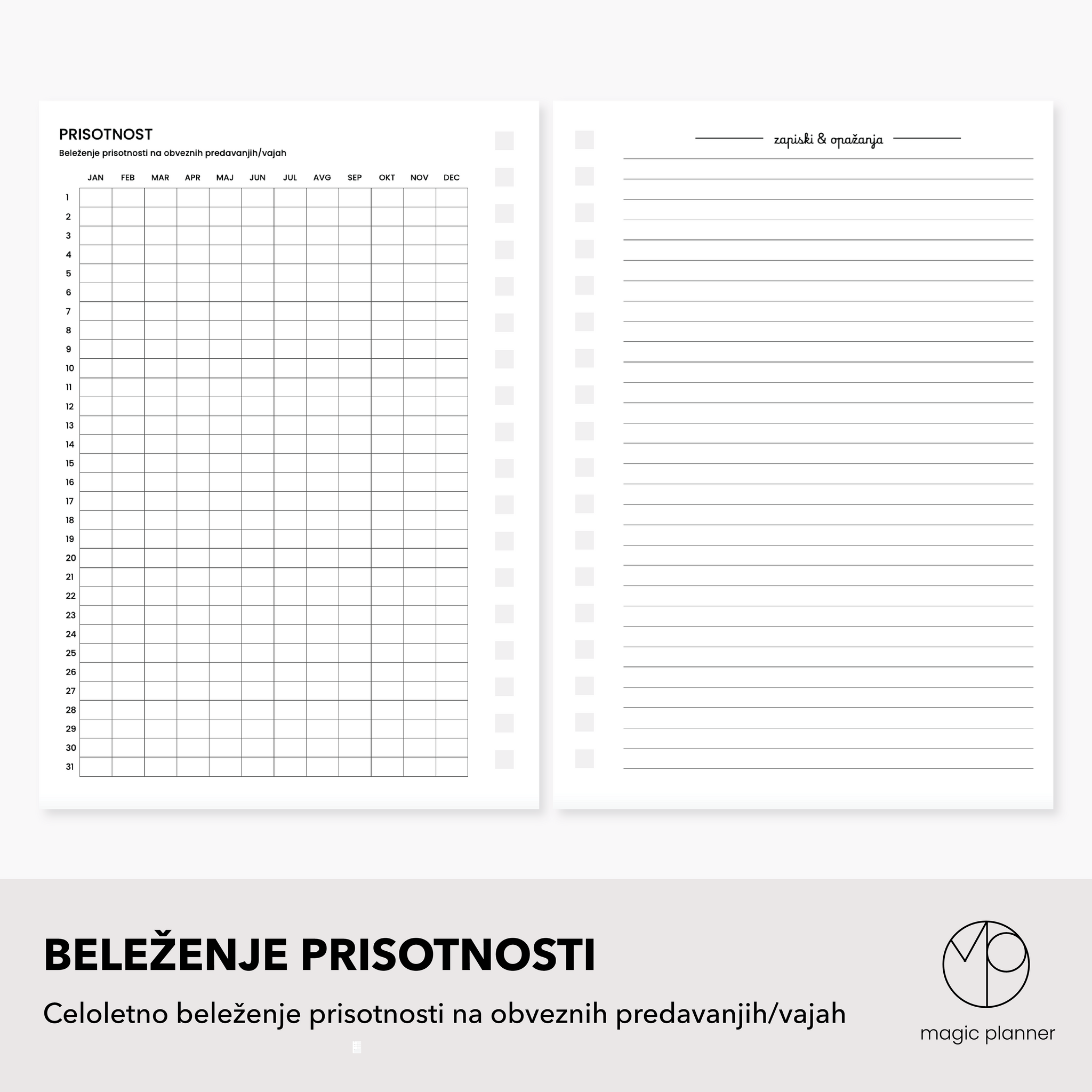 Inserti | beleženje prisotnosti