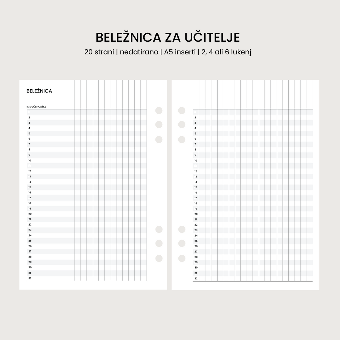 Inserti | beležnica za učitelje | 10 strani