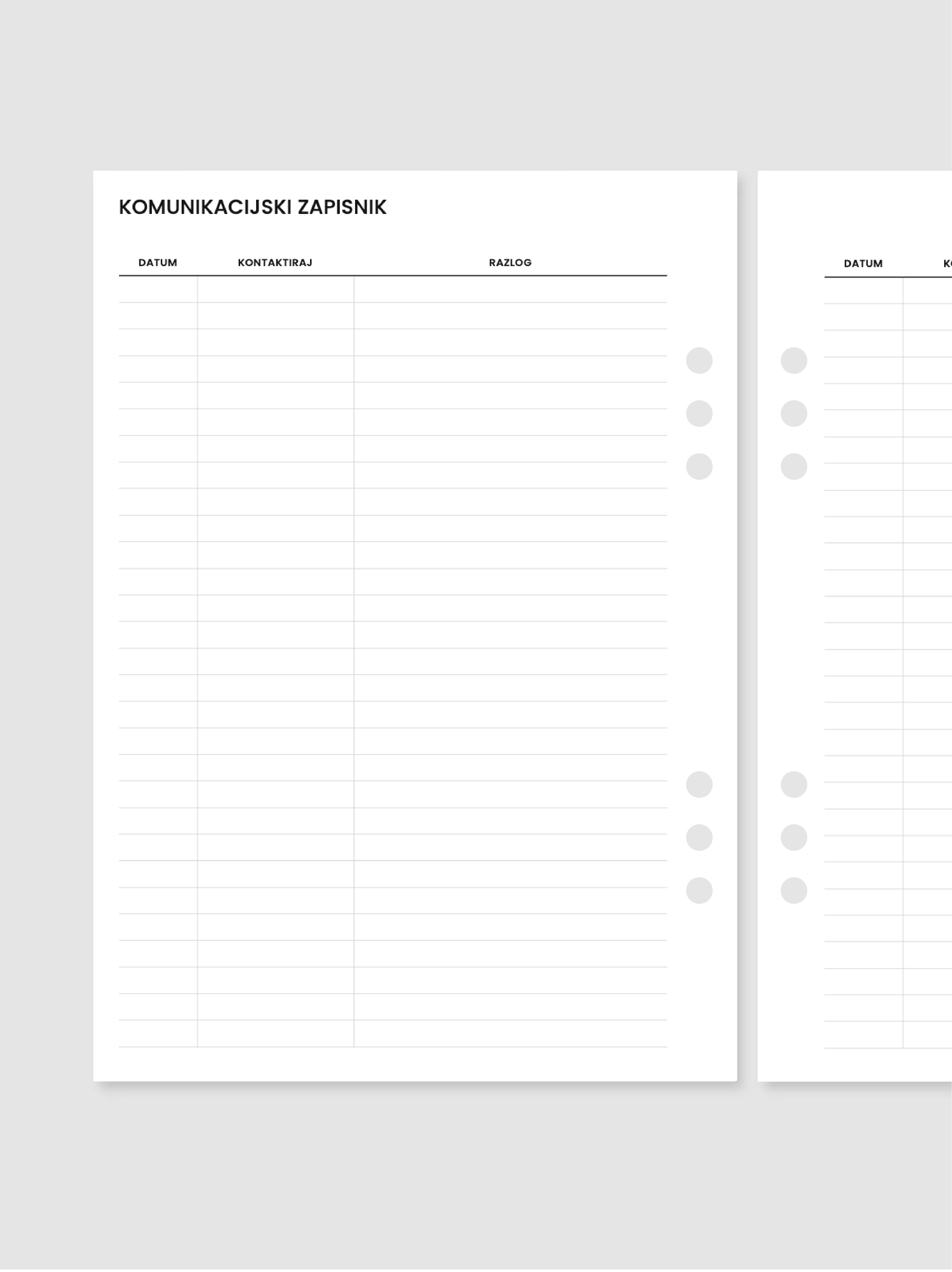 Komunikacijski zapisnik | A5 inserti