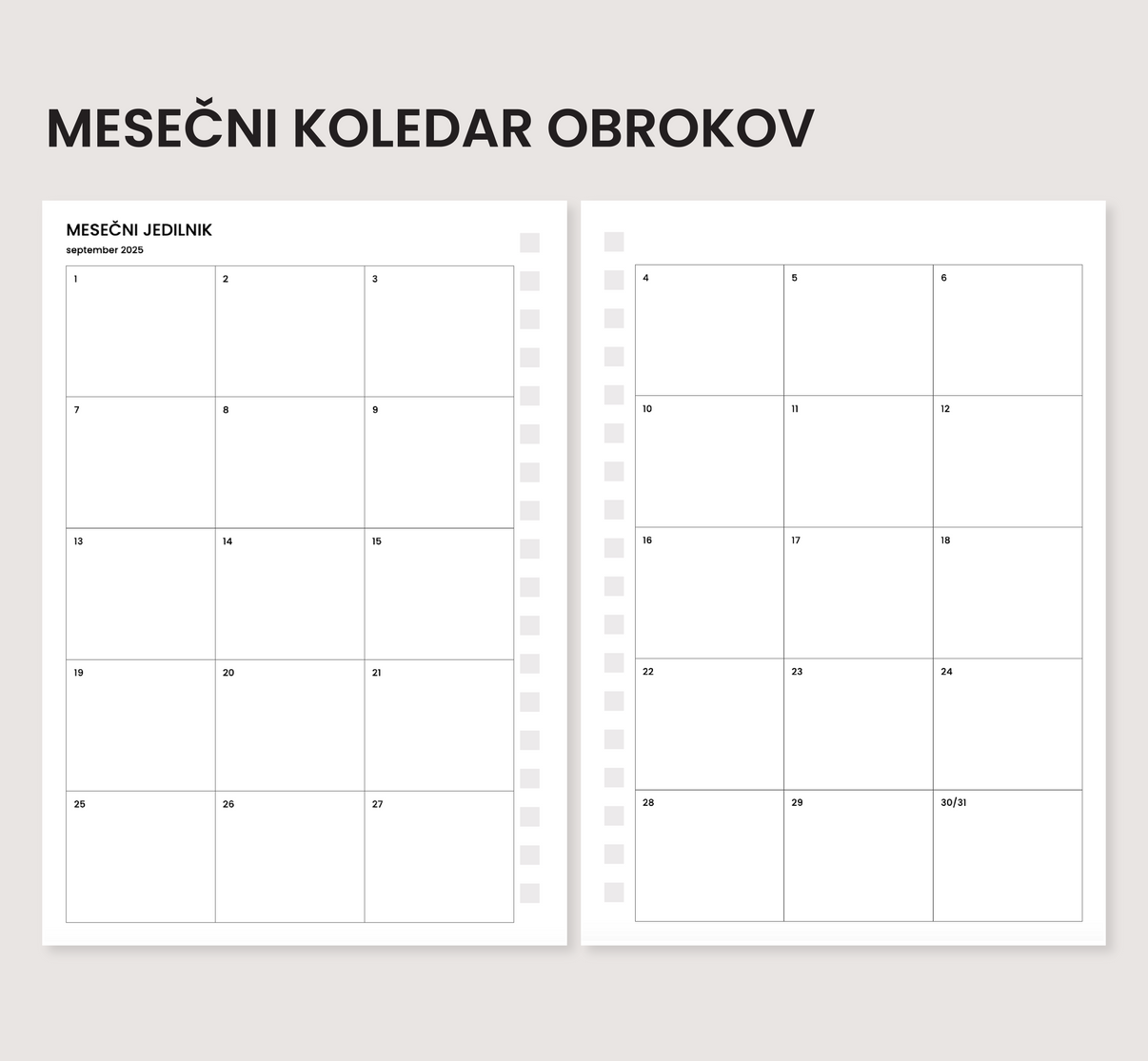 Mesečni koledar obrokov