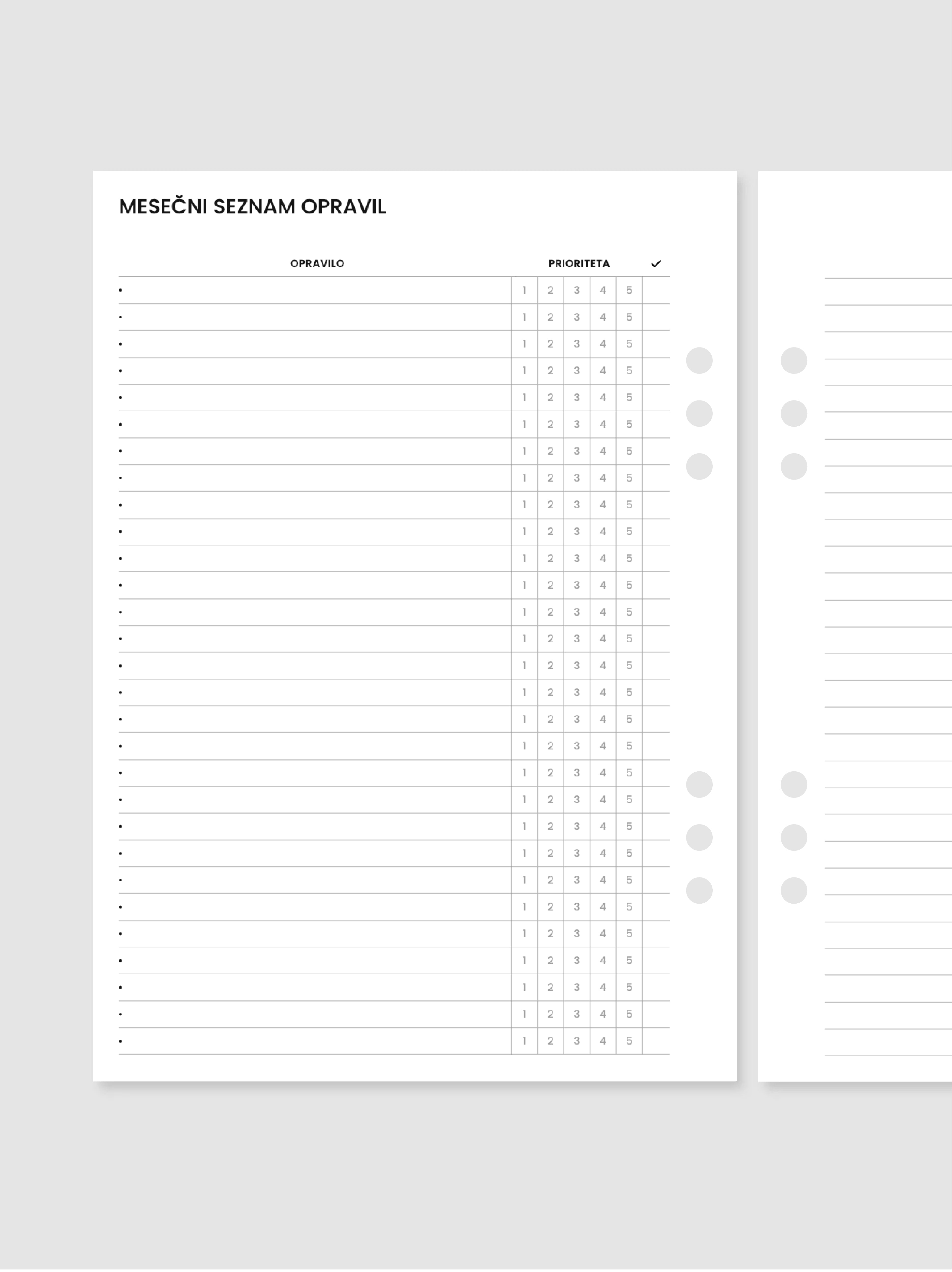 Mesečni seznam opravil & zapiski