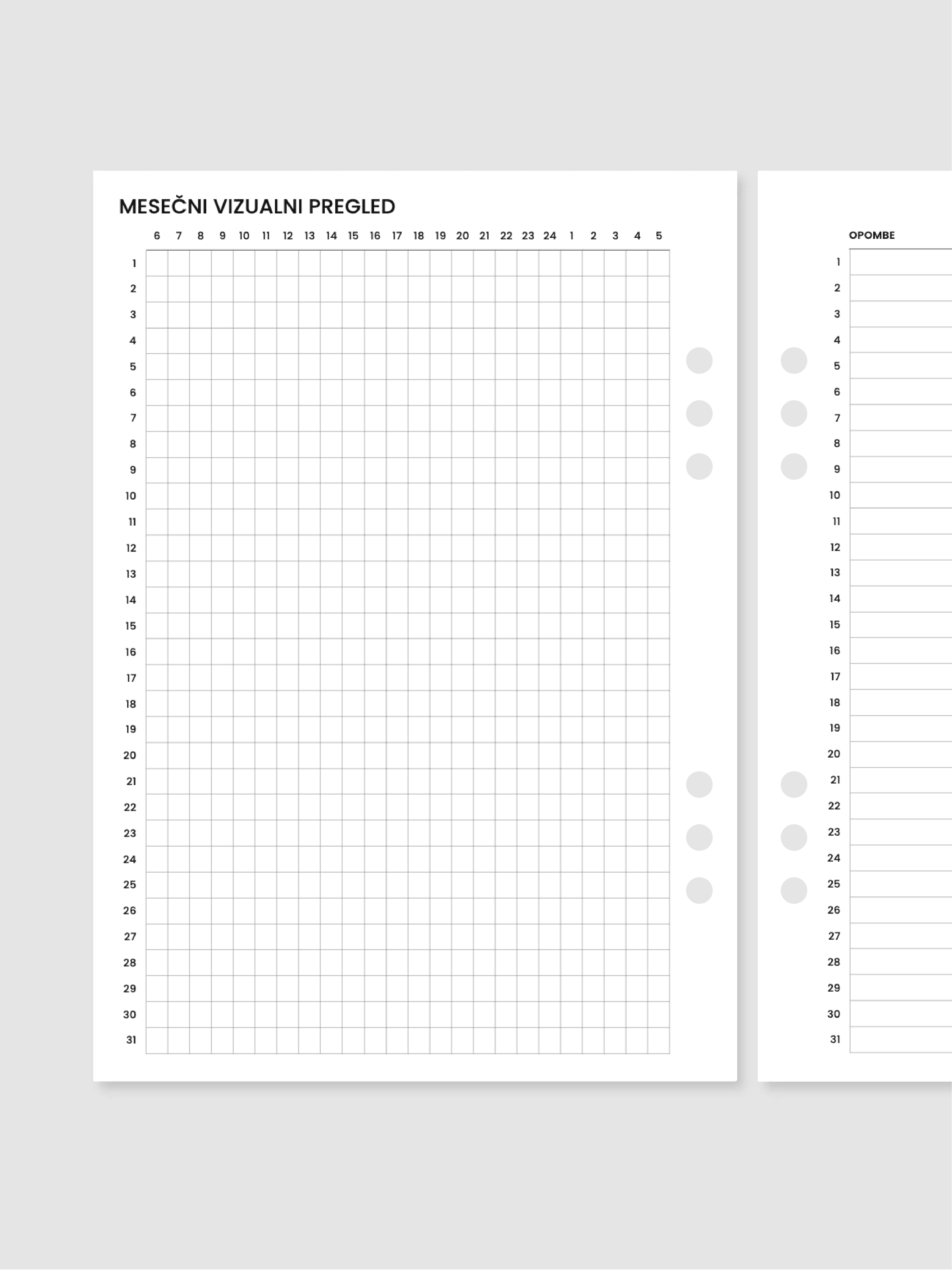 Mesečni vizualni pregled | A5 inserti