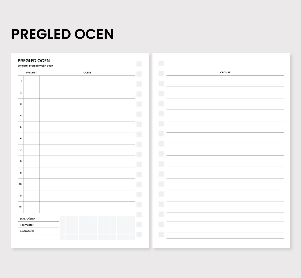 Pregled ocen