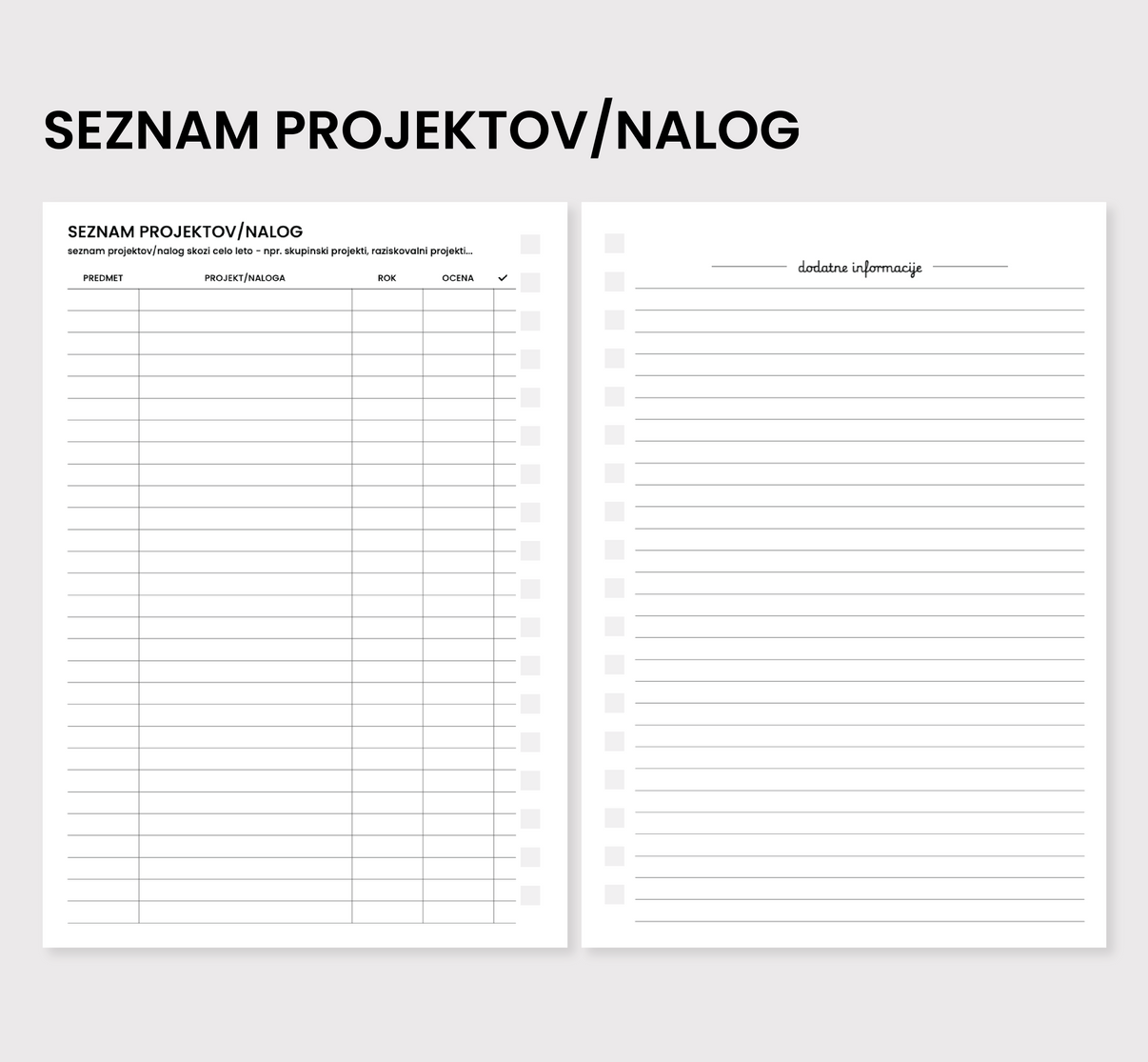 Seznam projektov