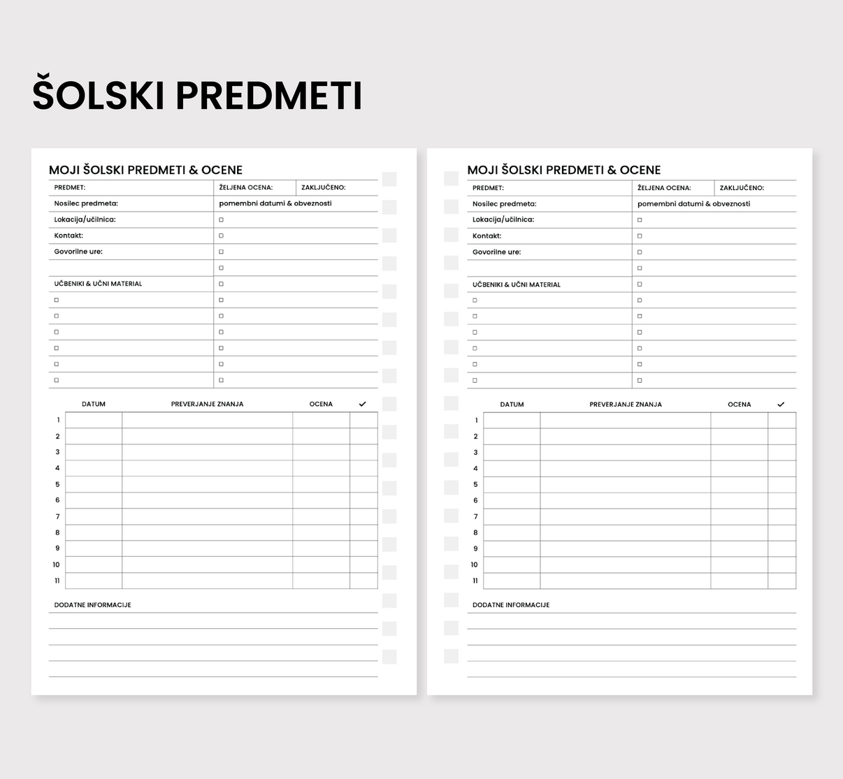Šolski predmeti