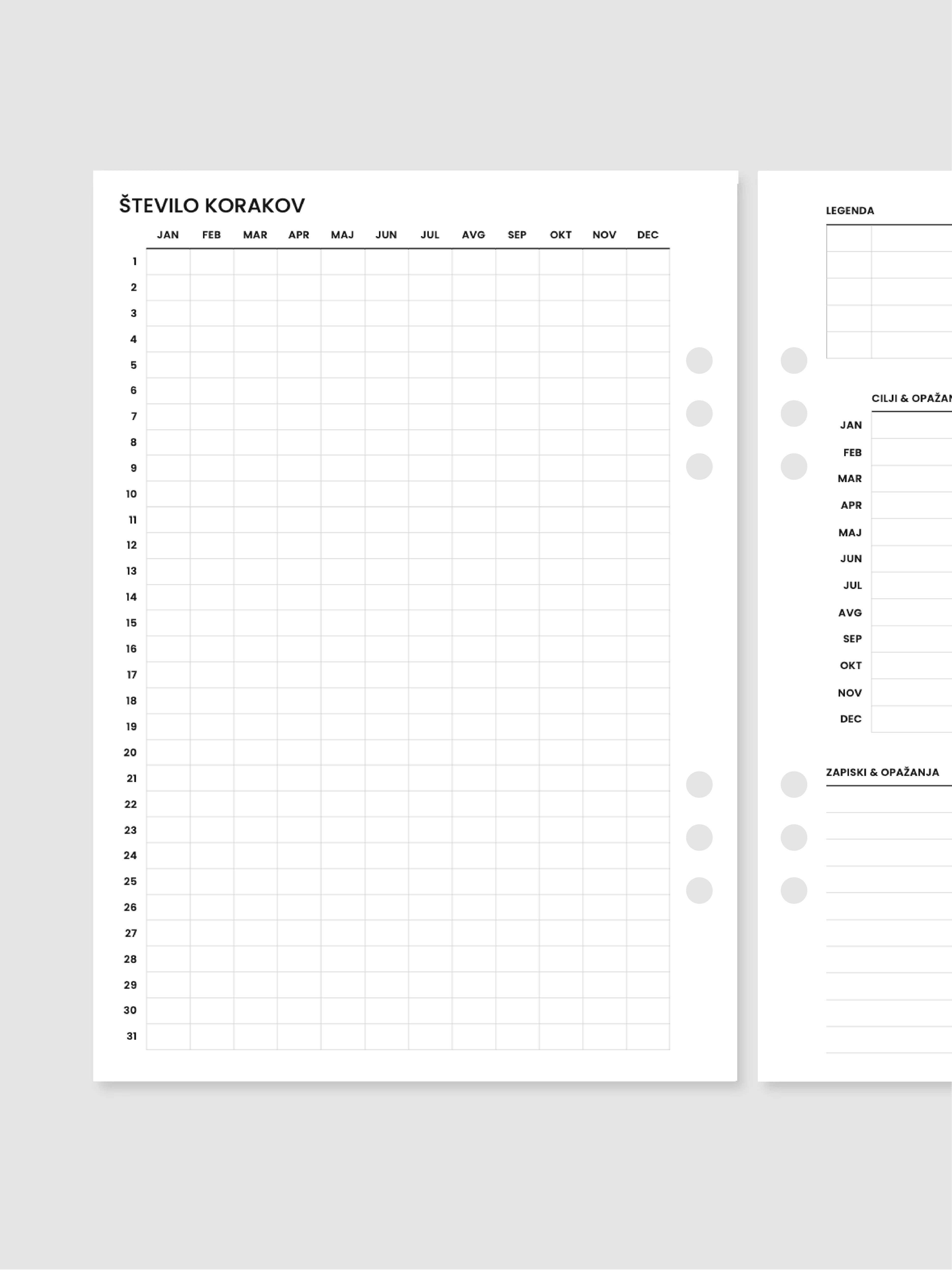 Število korakov | A5 inserti