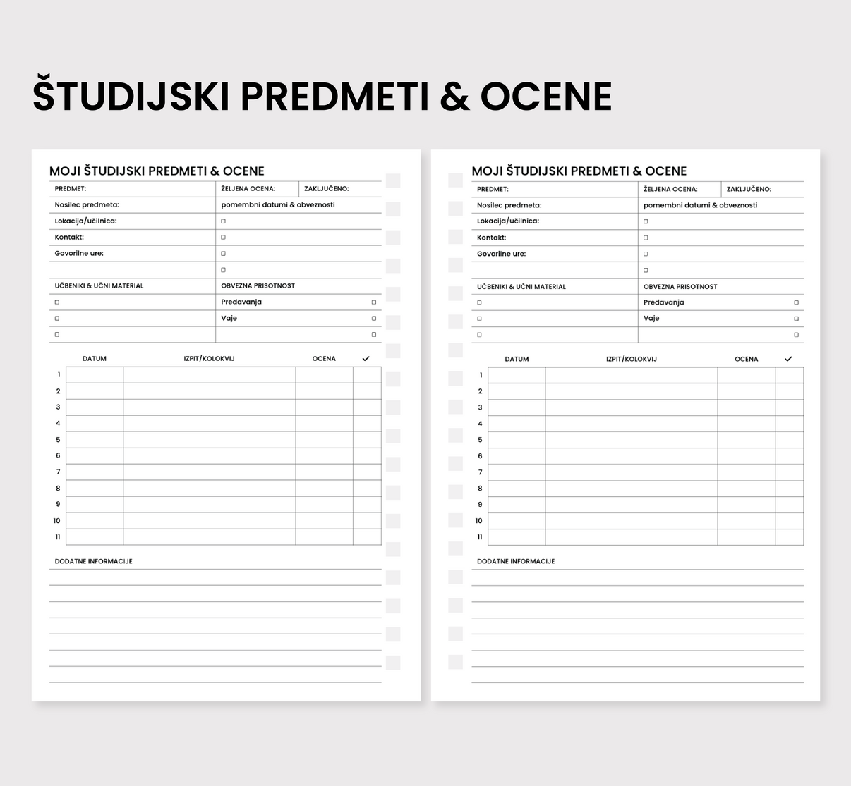 Študijski predmeti