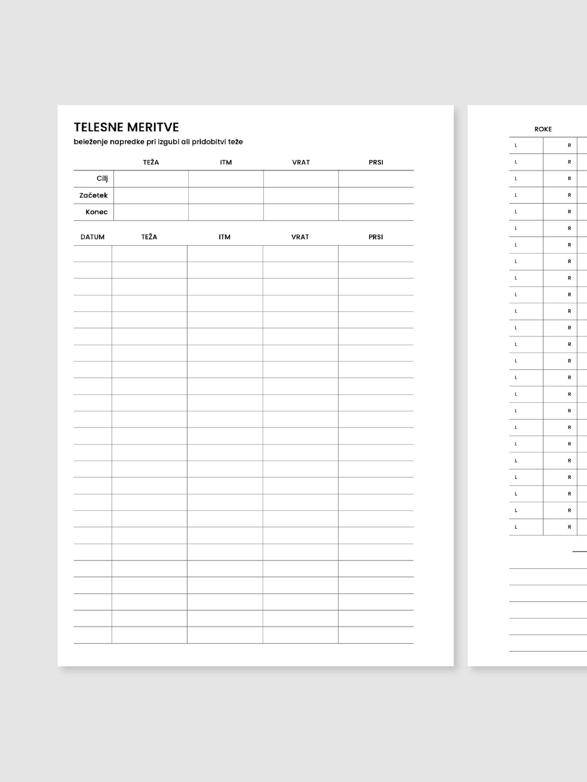 Telesne meritve | A5 inserti