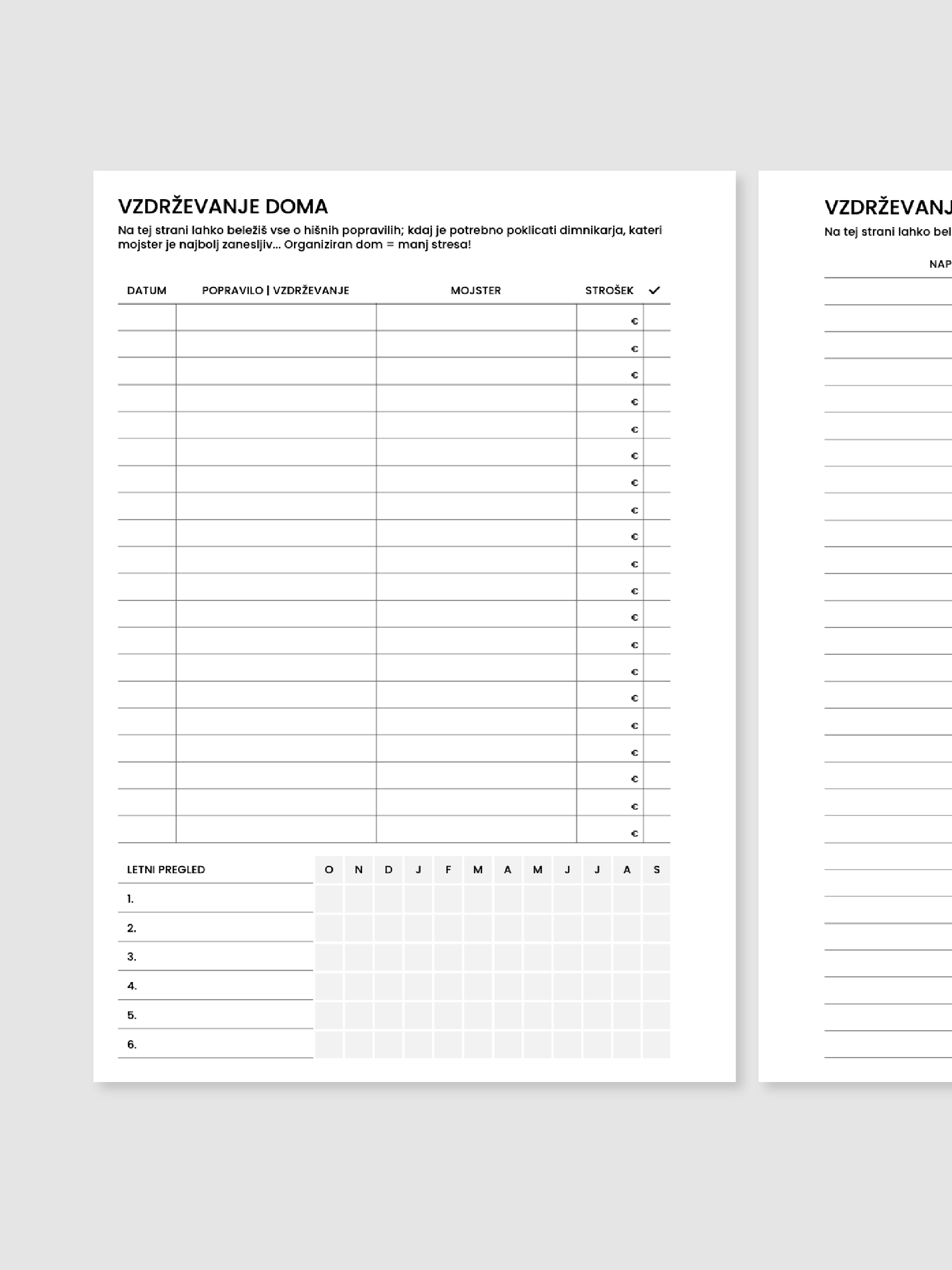 Vzdrževanje doma & garancija | A5 inserti