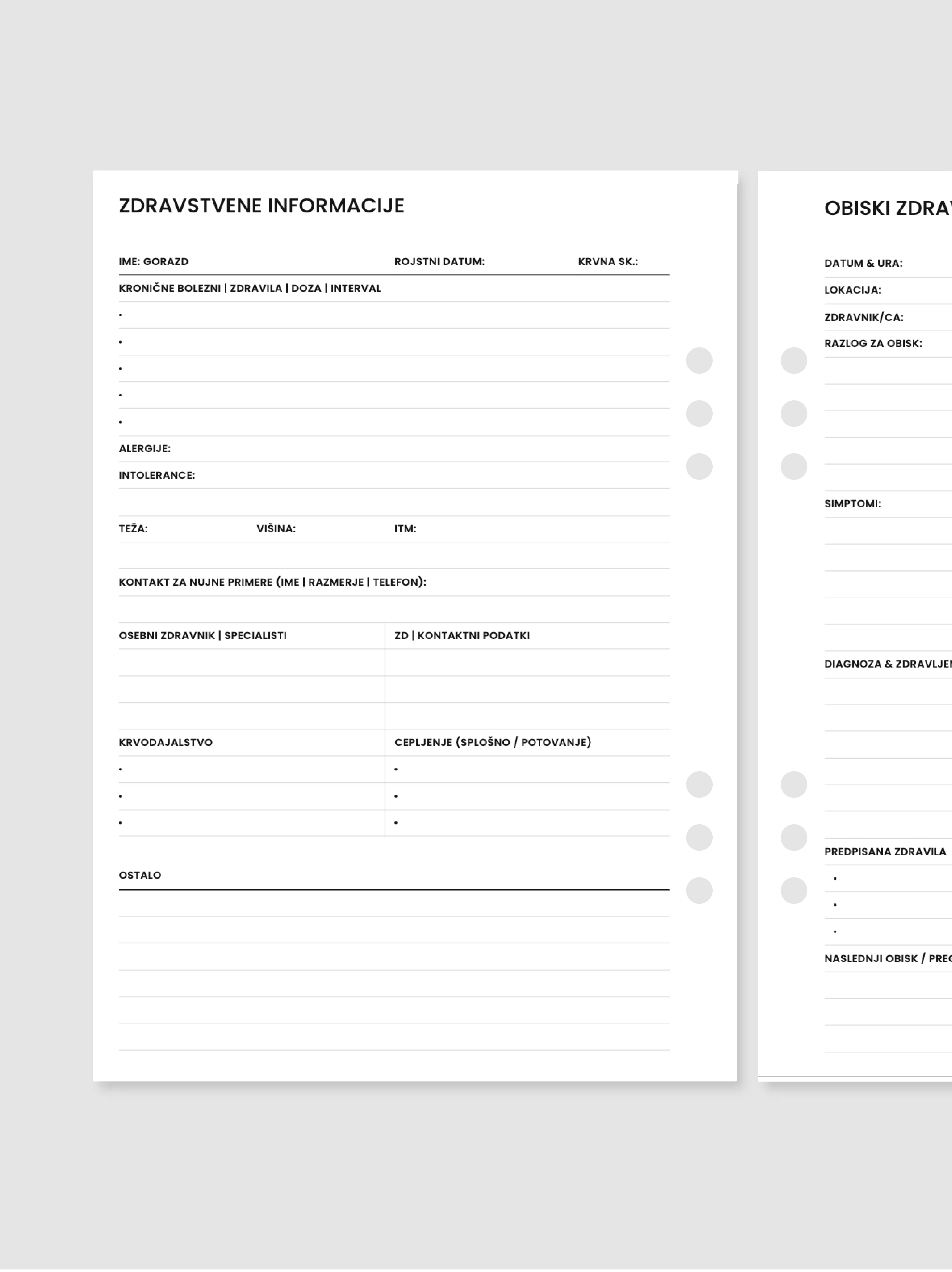 Zdravstvene informacije | A5 inserti